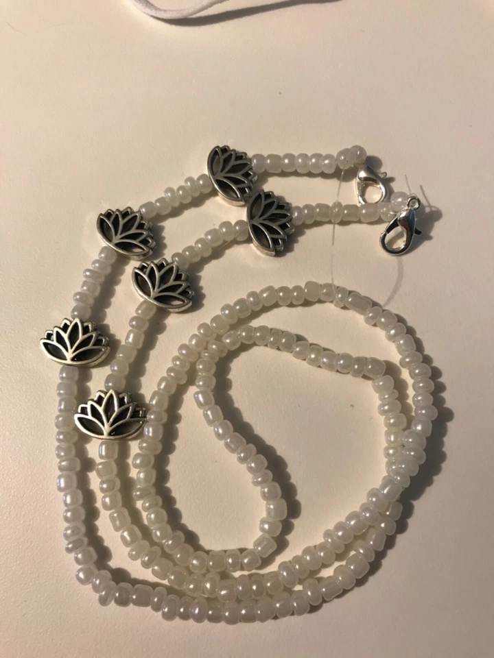 Flores de loto y crema cuentas de vidrio máscara facial soporte máscara cordón Foto 3 de 3