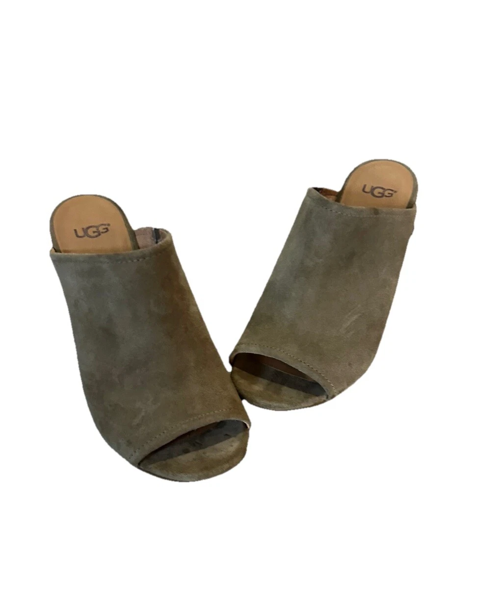 Autentici UGG Lively 1019894 camoscio kaki sandali da donna taglia 8 5
