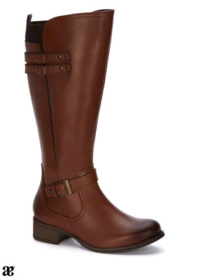 Botas Andrea. Botas de piel altas de mujer  doble ancho.