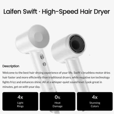 Laifen Swift Pearl White Premium High-Speed Ionic Hair Dryer - Brand New