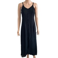 Fairweather Maxi Dress Womens PS Black Button Front Spring Summer Lightweight