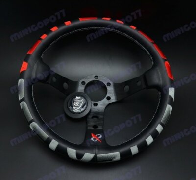 320mm Vertex 1996 Leather Deep Dish Steering Wheel RED Stitch For OMP MOMO Rac