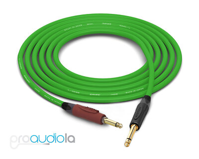 Canare Quad L-4E6S Instrument Cable | Silent 1/4'' TS to 1/4'' TS | Green 9 Ft