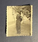 WWII Era Vintage Soldier Photo Military Uniform V Patch Insignia Beret Portrait
