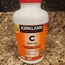 Kirkland Signature Vitamin C 1000mg with Rose Hips 500 Tablets NEW Expire 6/2029