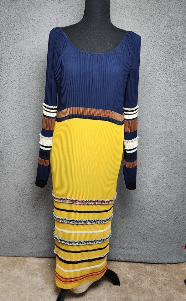 Vestido Derek Lam Seda S Mediano Pasarela Maxi Boho Lujo Plisado Festival Romántico  Foto 2 de 4