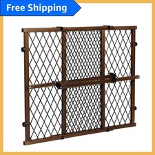 Easy Install Farmhouse Wood Baby Gate - Adjustable, Pressure-Mounted Security