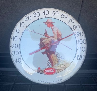 Vintage Norman Rockwell Coca-Cola Fishing  Boy  Original Jumbo Dial By TCA