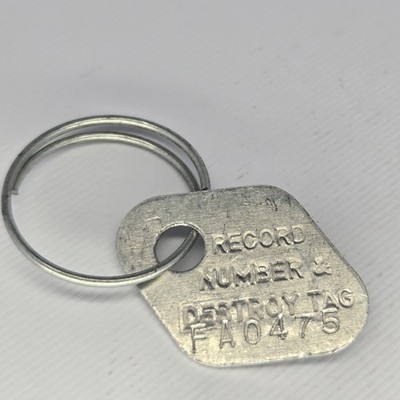 Vintage Automotive Key Code Tag FA0475 - Mid-Century ''Destroy Tag'' Car Automobil