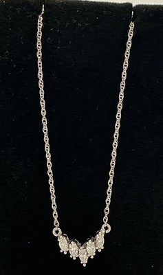 14K Weißgold Halskette mit Anhänger 0,4ct Marquise natürlicher Diamant mit Papieren