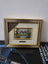 Miniatura paesaggistica su foglia oro – C. Barbato – Dipinto a mano – Vintage