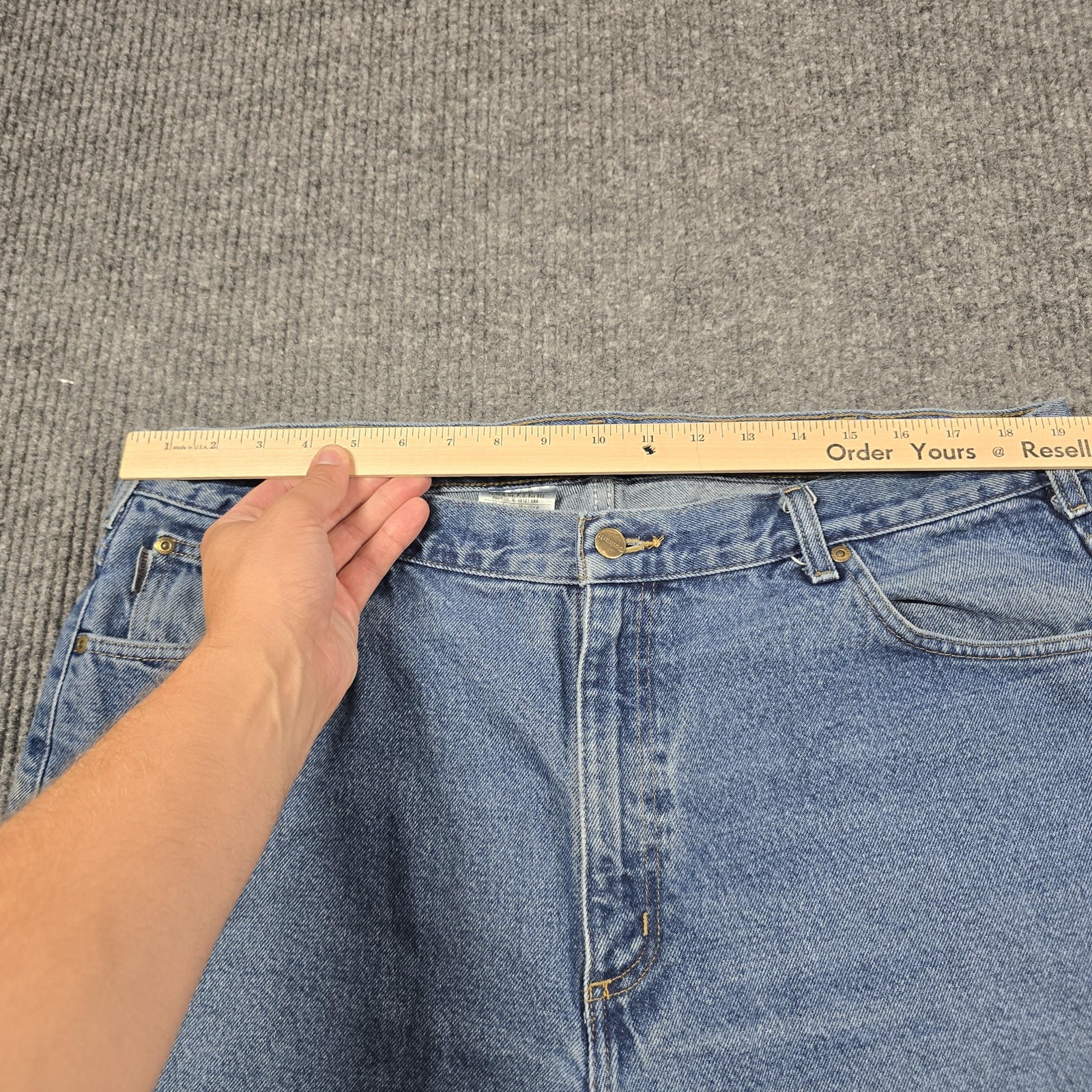 Carhartt Jeans Mens 42x32 Traditional Fit B18DST Relaxed Denim Workwear 38x30 thumbnail 10