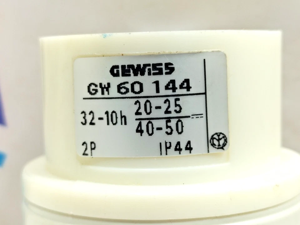 GEWISS GW 60 144 90° PLUG - IP44 - 2P 32A 20-25 e 40-50V WHITE-10H - Image 4 of 4