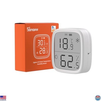 Zigbee Indoor Temperature Humidity Sensor, LCD Thermometer Hygrometer, 1-Pack