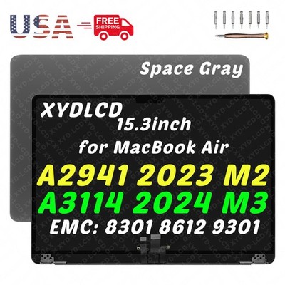 15'' for Apple Macbook Air A2941 2023 M2 EMC 8301 LCD Screen Assembly Space Gray