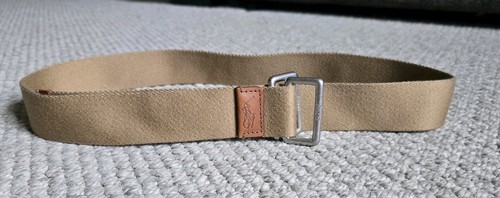 Vintage Polo Ralph Lauren Herren Doppel D Ring Gürtel Hellbraun Baumwolle Canvas Leder Herren L
