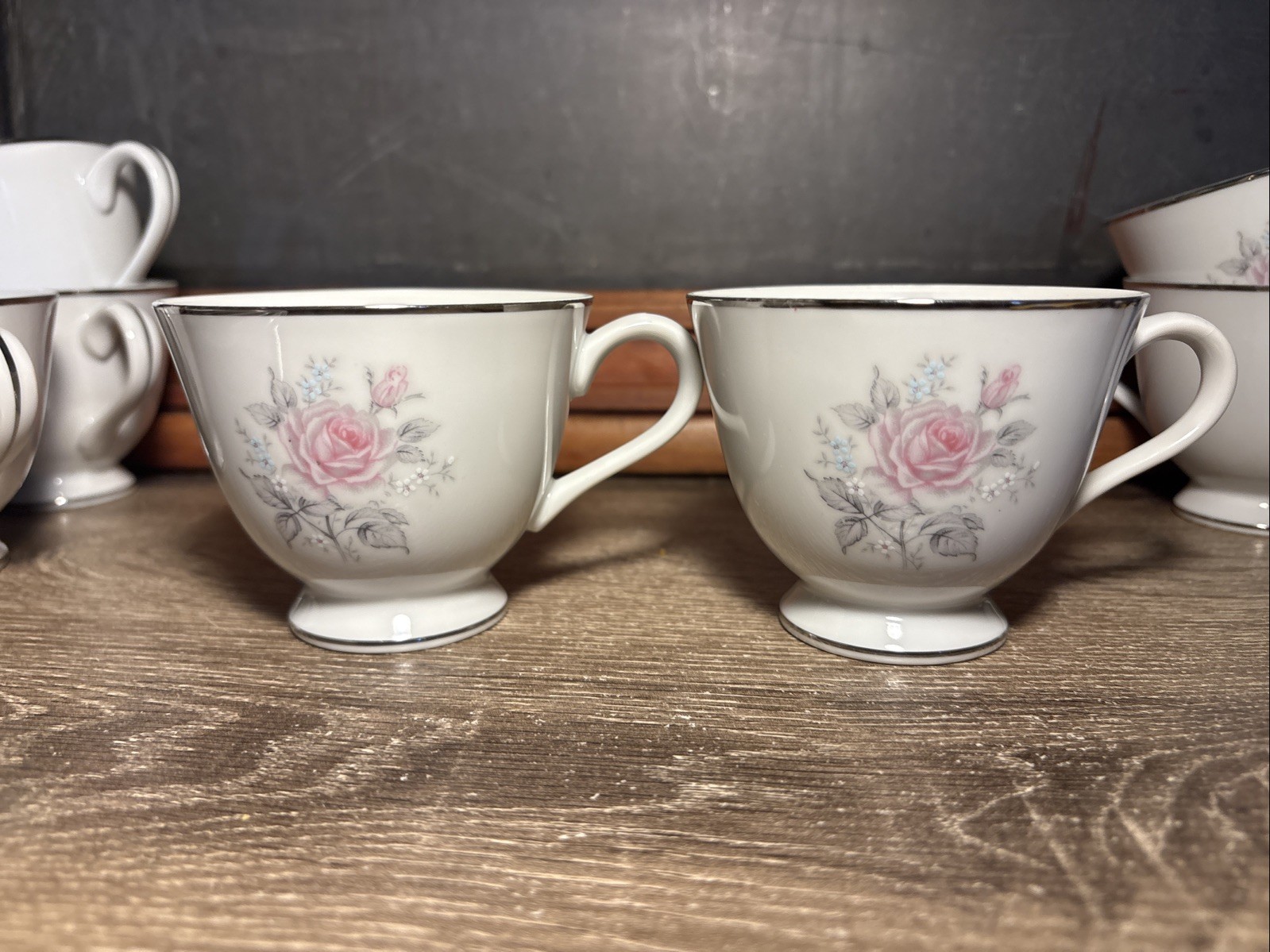 Empress China Rosetta Japan 1961 6oz- 7 Tea Cup 6 Saucer Plate Set Roses Pink J1