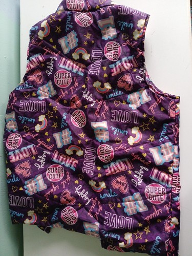 Girls vest One Step Up Purple With Hearts ,Love,Girl Squad sz L 14 16 - Picture 5 of 6