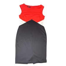 Nine West Color Block Sheath Dress Sleeveless Career Workwear Red Black 12