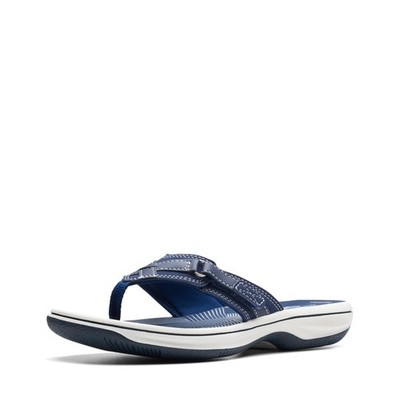 Clarks Women's Breeze Sea FlipFlop, Navy Synthetic, 12