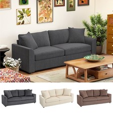 Modern 3 Seater Sofa with Spring Cushion, Fabric Sofa for Living Room
