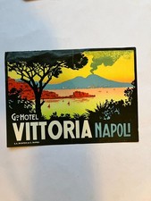 Vintage VITTORIA HOTEL Decal Napoli, Italy