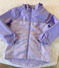 Eddie Bauer Girls Jacket M Purple 100 Polyester Full Zip Hooded Windbreaker