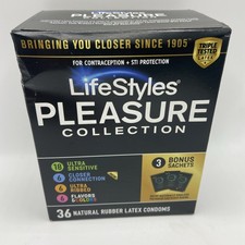 LifeStyles Pleasure Collection Assorted Latex Condoms, 36 Count - Exp 09/30/2026
