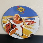 VINTAGE SUNOCO CAR RIDE GASOLINE OIL PORCELAIN SIGN — photo 1