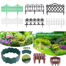 3-20PCS Flexible Garden Lawn Grass Edging Border Panels Plastic Picket Fence NEW