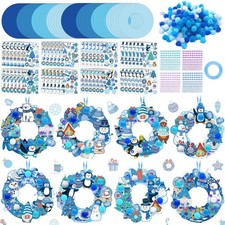 Hollowfly 48 Sets Winter Wreath Craft Kits for Christmas Snowflake Wreath Orn...