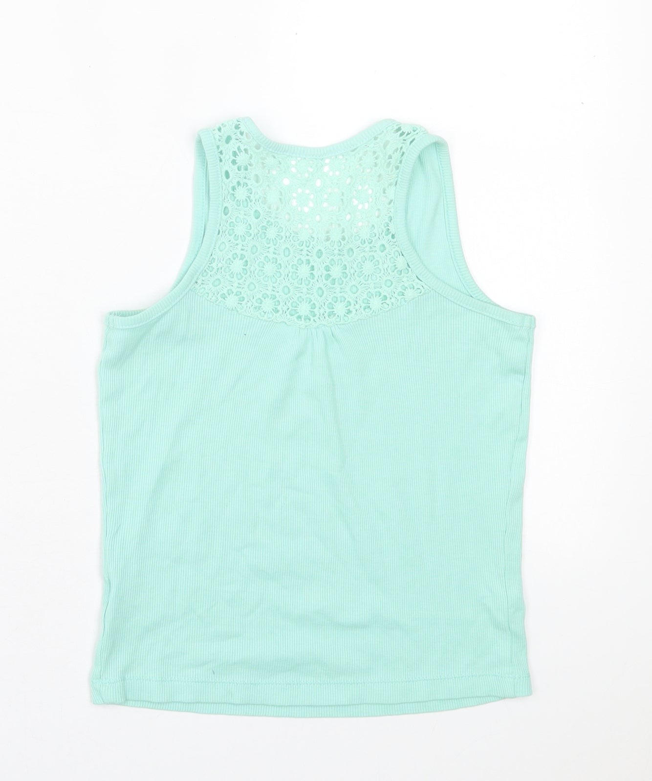 George Girls Green Cotton Basic Tank Size 7-8 Years Crew Neck Pullover image 2