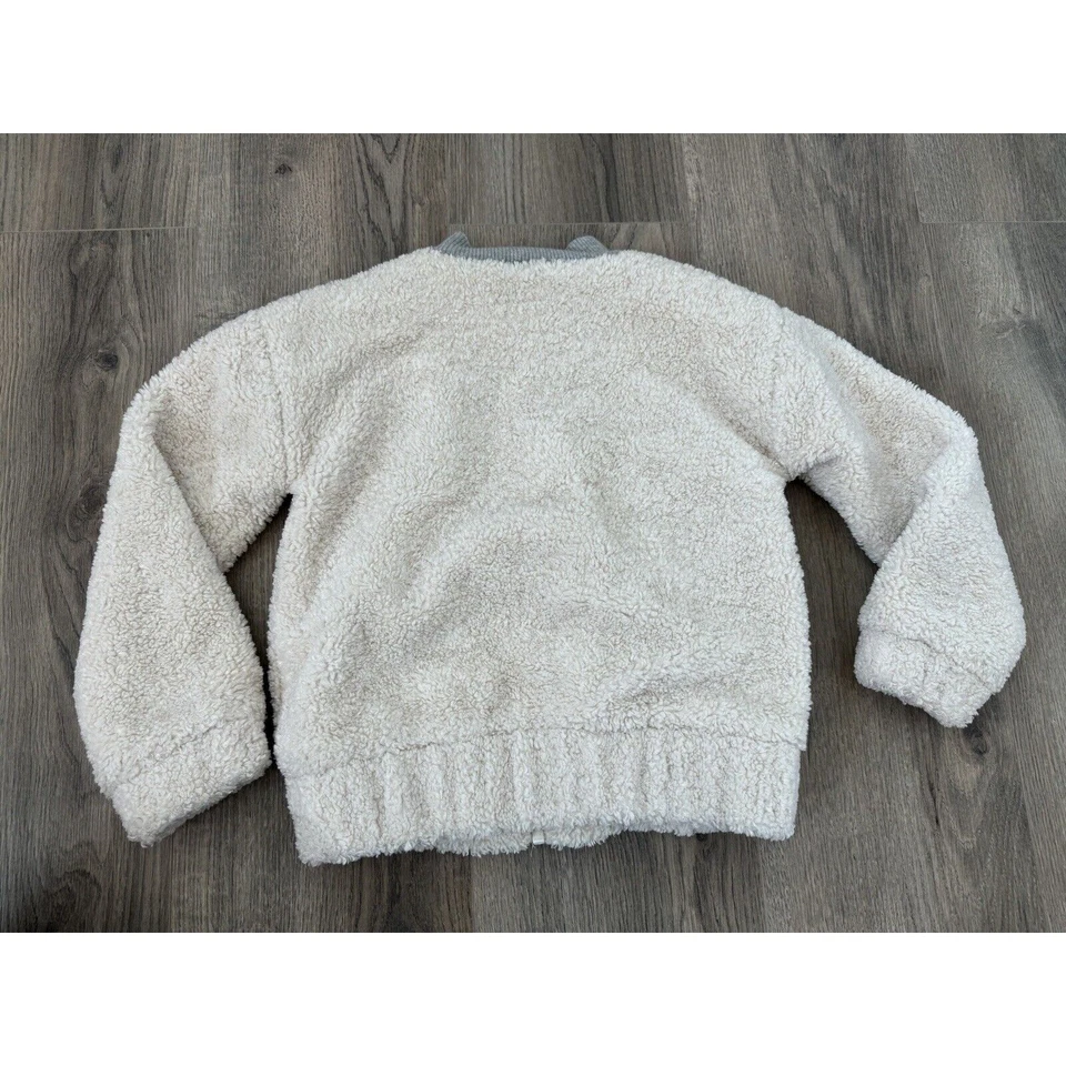 Chaqueta Crewcuts Niñas 6 7 Años Sherpa Peluche Abrigo Gris Crema Foto 4 de 4