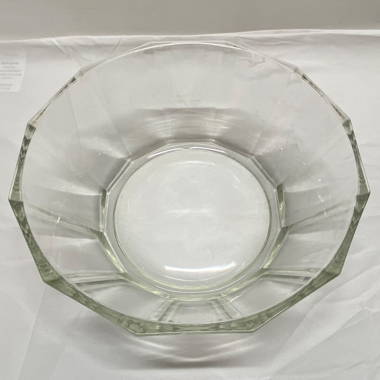 Vintage Bormioli Rocco Italy Glass Serving Bowl Salad Fruit Dish Paneled (Read)