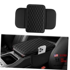 Car Center Console Cover, Upgraded Leather Car Armrest Cushion Storage-black