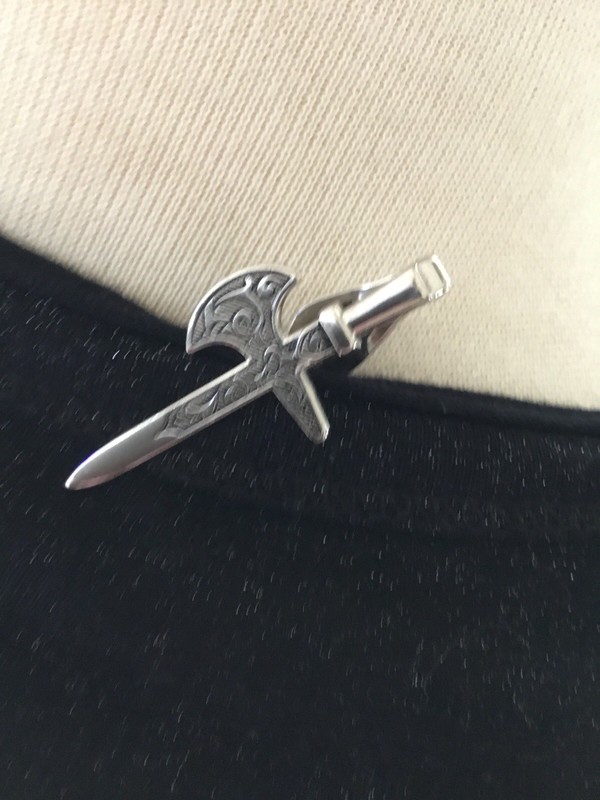 Vintage Swank Axe Tie Bar Silvertone