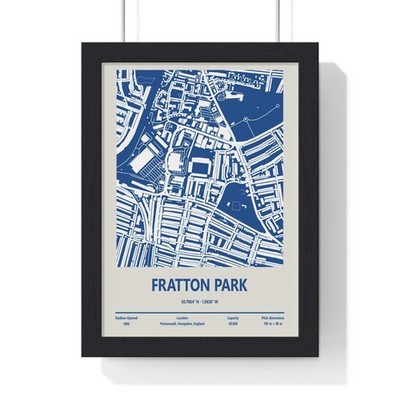 Fratton Park Stadium Portsmouth Fußballstadion Karte Poster Wandbild Druck Geschenk