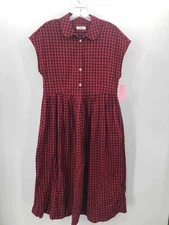 Pre-Owned Toast Red Size 10 Plaid Shift Maxi Sleeveless Dress