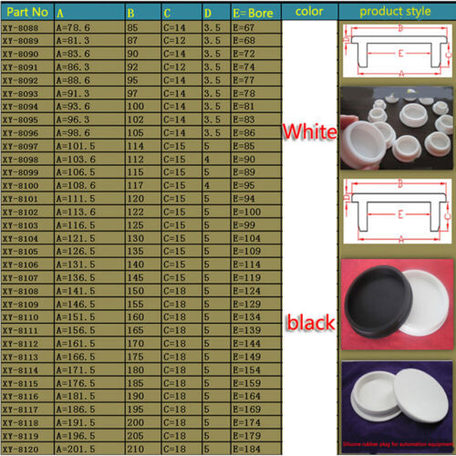 Black Silicone Rubber Blanking End Caps Tube Pipe Inserts Plug Bung 15.5~201.5mm