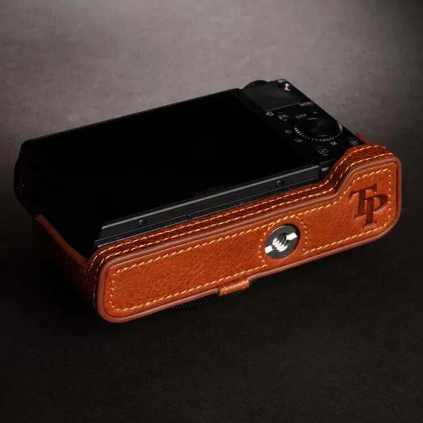 手工制作真皮相机半保护套 外壳包 适用于索尼 RX100 M6 M7 — 第 3/4 张图片