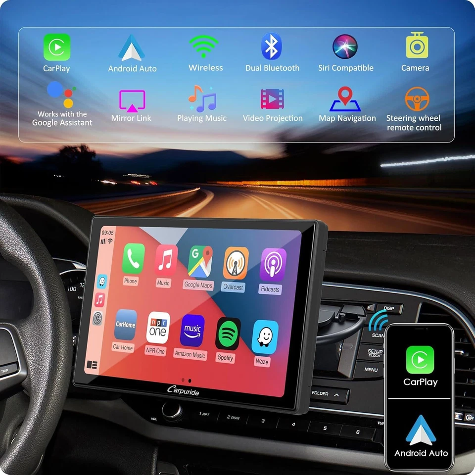 Carpuride W901Pro Car Stereo Apple CarPlay Radio Android Auto Audio Rear Camera - Image 2 of 4