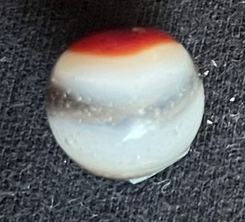 Vintage Clear Base Oxblood Akro Agate Swirl Marble  UV Uranium Vaseline .595 - Picture 5 of 9