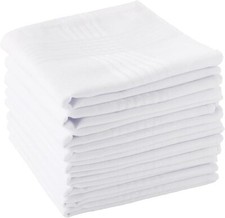 Scotamalone Men'S Handkerchiefs 100 Soft Cotton White Hankie Hankerchieves