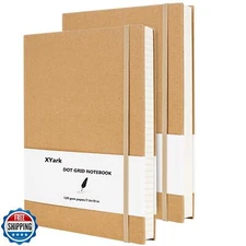 XYark Large B5 Dot Grid Notebook Journals, Kraft Hardcover Sketchbook Subject