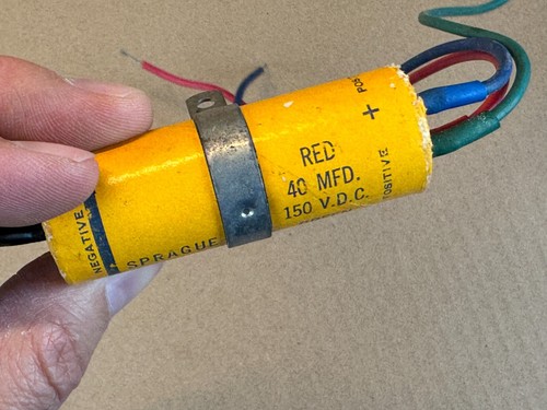 NOS Vintage TVA-3427 Sprague Atom Capacitor 40 + 40 +100 uf 150v 25v Firecracker - Picture 4 of 7