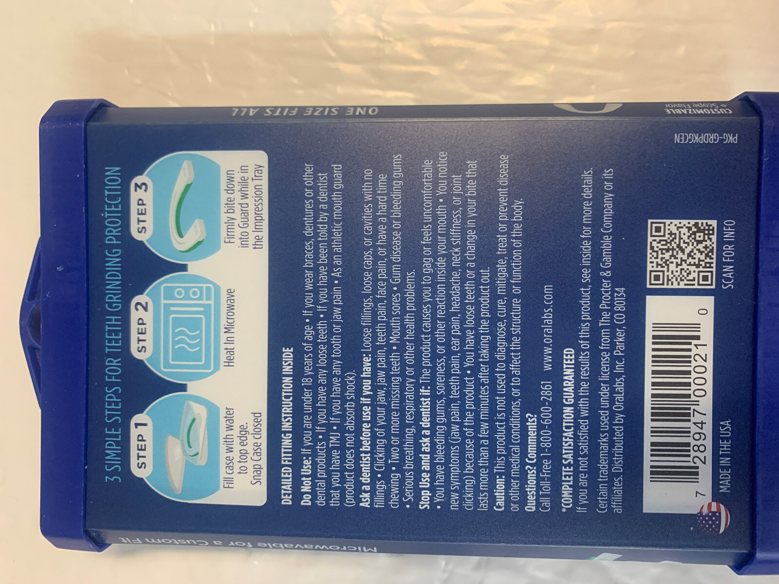 OralB Nighttime Dental Guard Professional Thin Design One Size Mint