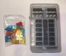 Cosuper DBC12-Way Blade FUSE Block Holder LED Fuse Box w/ Cover with FUSES NIB