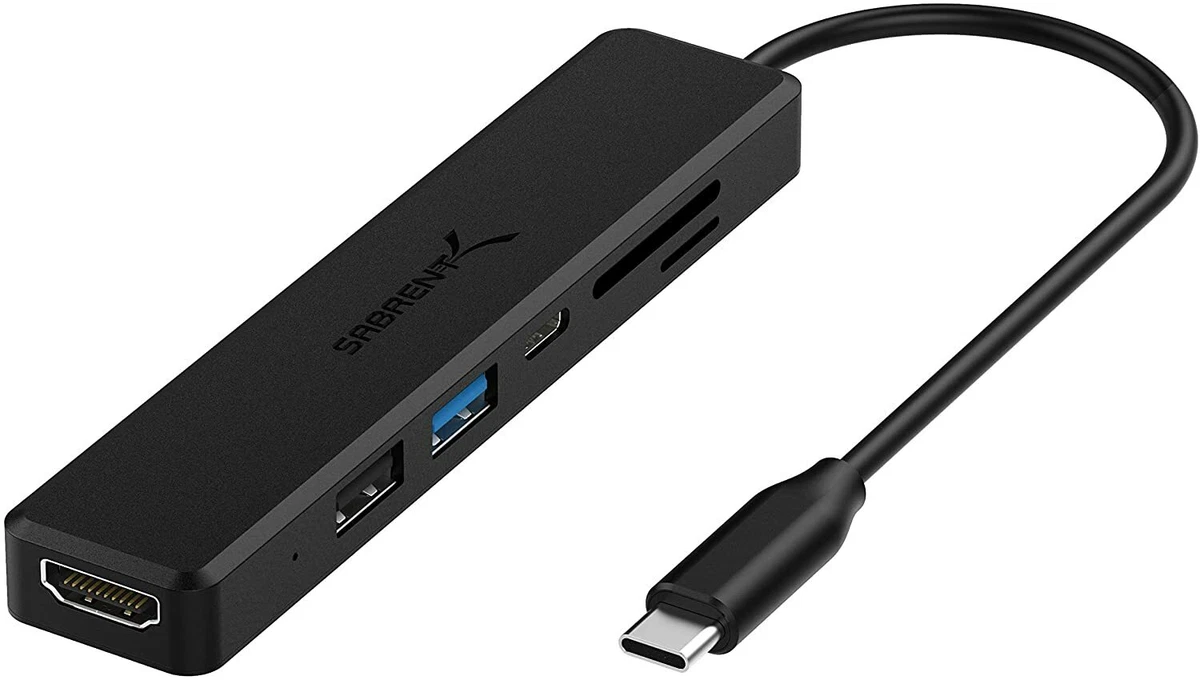  SABRENT Multi-Port USB Type-C Hub with 4K HDMI, Power Delivery  (60 Watts), 1 USB 3.0 Port, 1 USB 2.0 Port