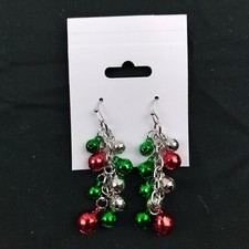 Christmas Holiday Festive JINGLE BELLS Colorful Dangle Earrings Pierced NEW