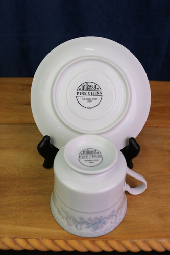 Mikasa Dresden Rosenbecher & Untertasse Set (en) blau Blumenmuster Platin Borte - Bild 5 von 7